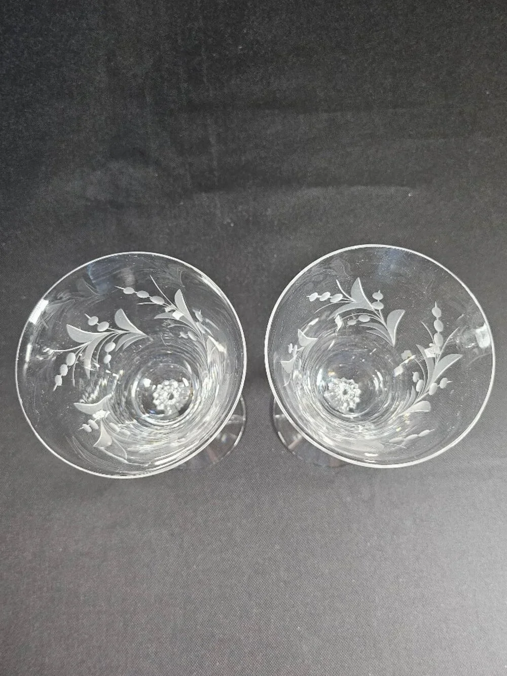 Two Vintage Fostoria Cynthia Claret Wine Glasses Elegant Cut Crystal Stemware